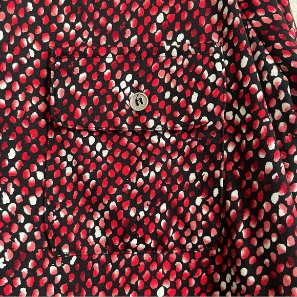 Kim Rogers speckled red casual button down blouse top size Large stretch comfort - Picture 5 of 8